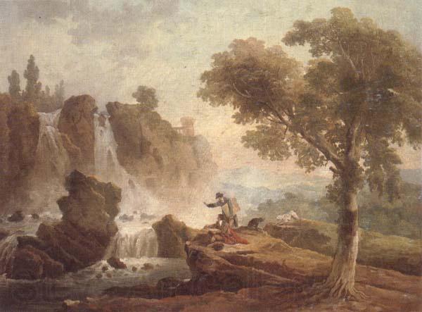unknow artist Rome,a view of the falls at tivoli with two artists sketching from a promontory Spain oil painting art